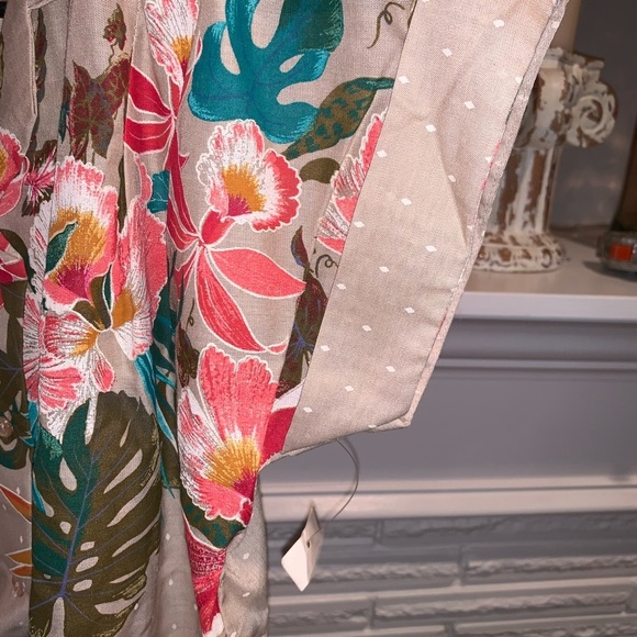 Vintage Deadstock Monsterra & Floral Print Short Sleeve Top & Midi Skirt Set M - Picture 6 of 7